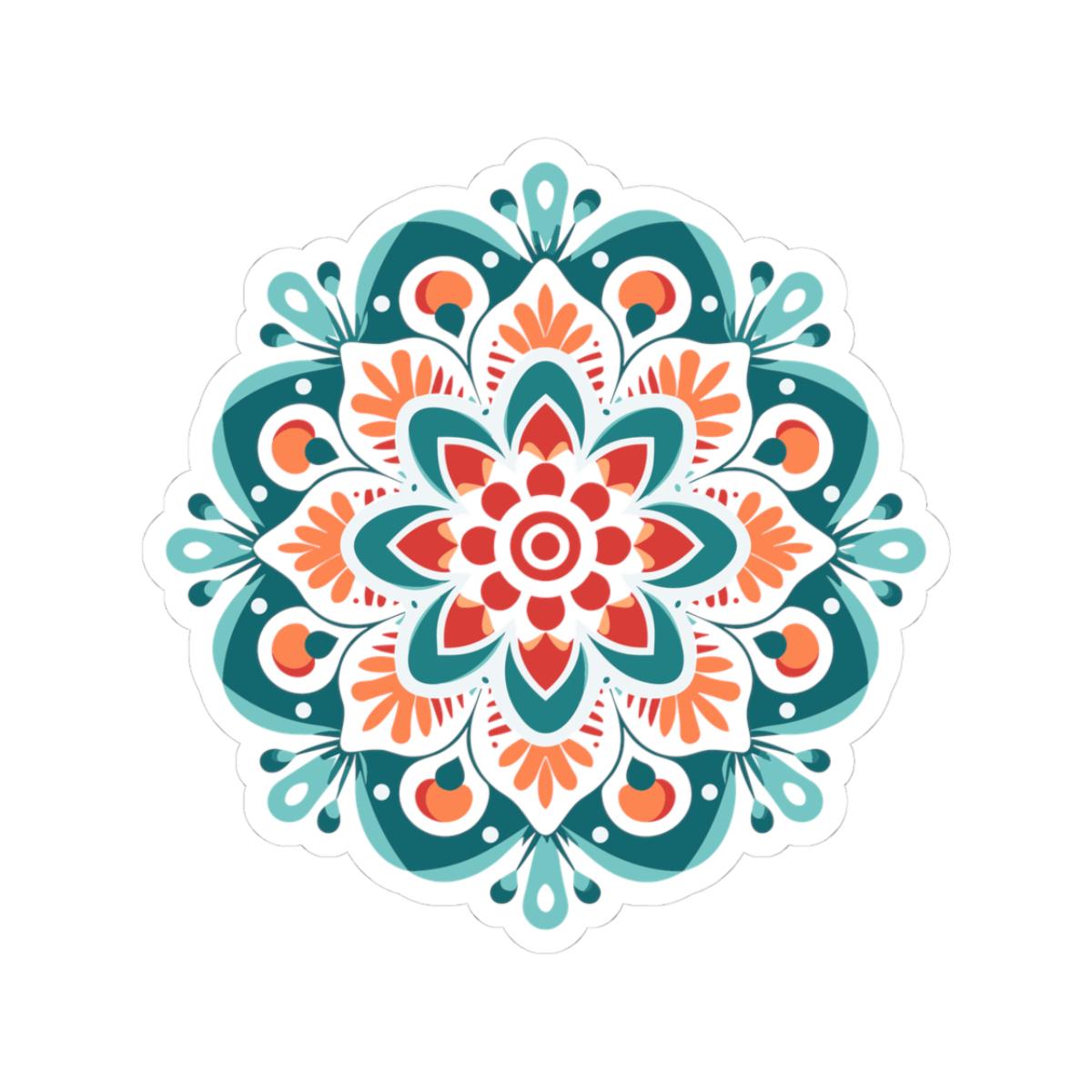 Radiant Harmony Mandala Sticker | Vibrant Geometric Boho Decal, Meditation Art-0