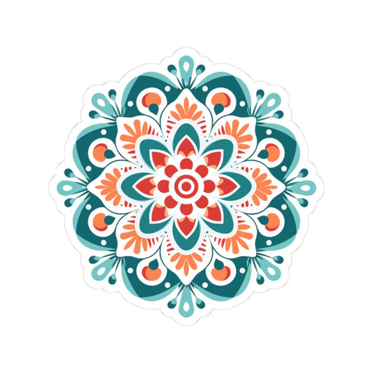 Radiant Harmony Mandala Sticker | Vibrant Geometric Boho Decal, Meditation Art-0