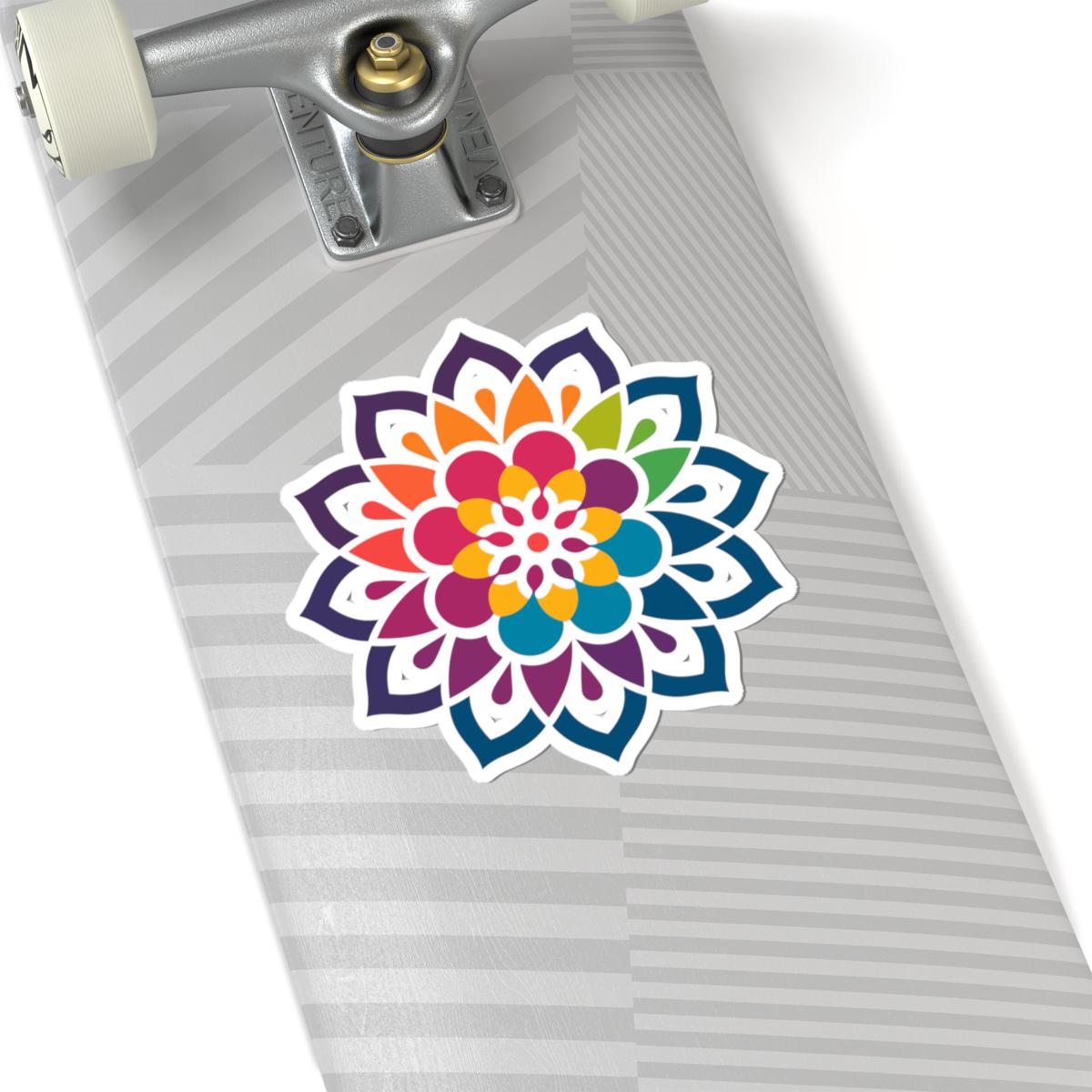 Kaleidoscope Blossom Mandala Sticker | Rainbow Boho Vinyl Decal, Meditation Art-2