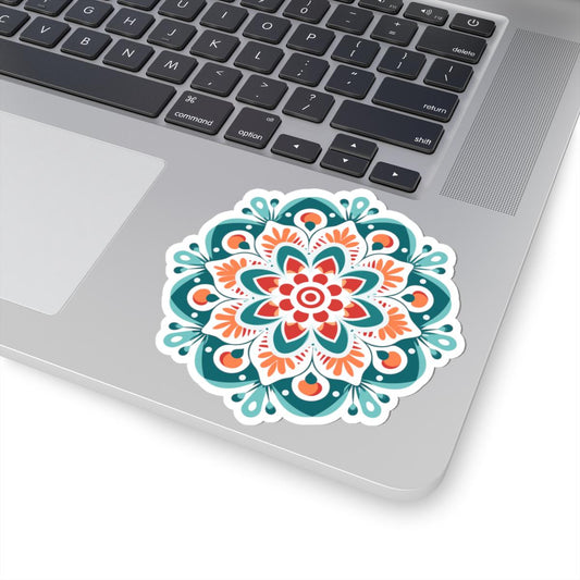Radiant Harmony Mandala Sticker | Vibrant Geometric Boho Decal, Meditation Art-1