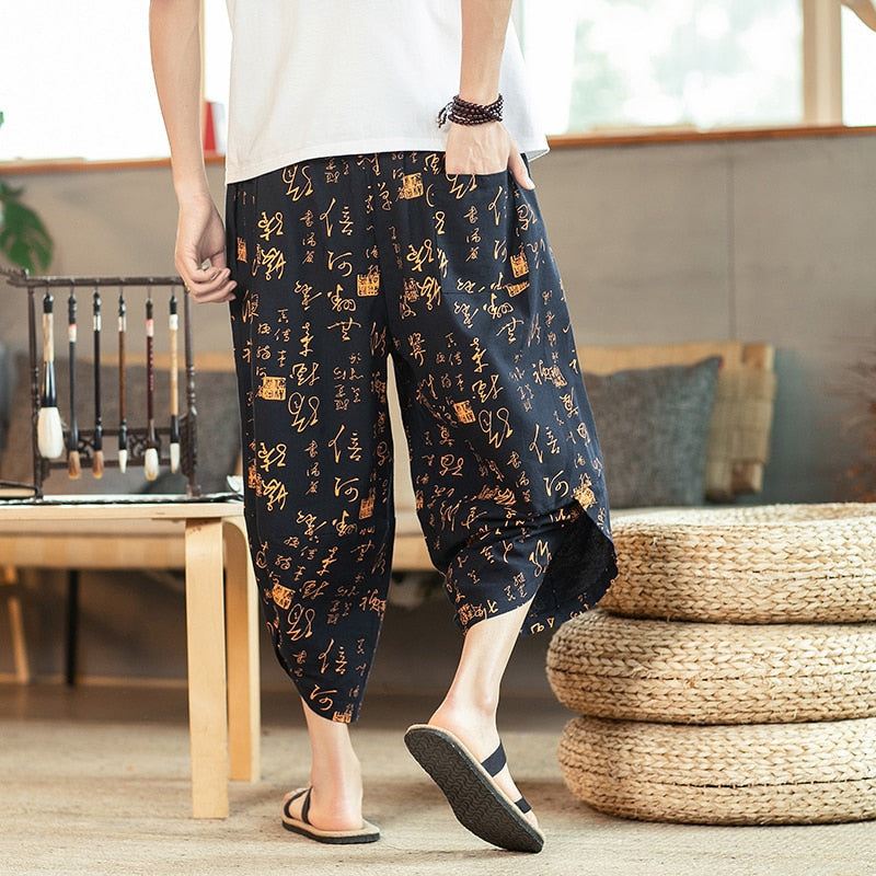 Streetwear Harem Pants Men Sweatpants Male Loose Calf-Length Chinese Style Printed Joggers Casual Pants Men Women-2