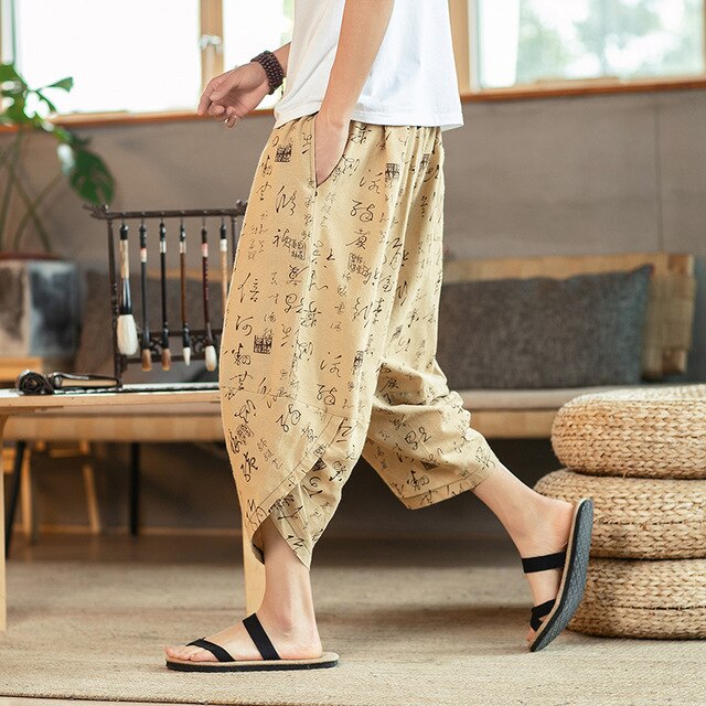 Streetwear Harem Pants Men Sweatpants Male Loose Calf-Length Chinese Style Printed Joggers Casual Pants Men Women-5