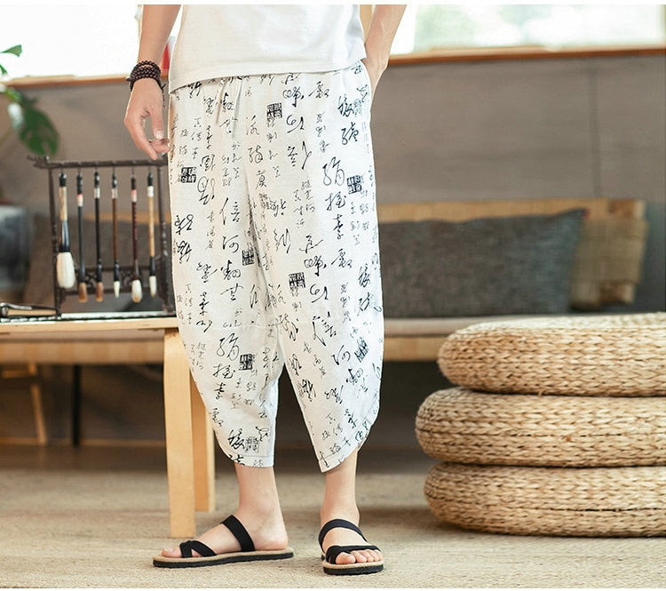Streetwear Harem Pants Men Sweatpants Male Loose Calf-Length Chinese Style Printed Joggers Casual Pants Men Women-3